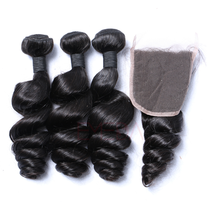 EMEDA Virgin  Malaysian Hair loose wave Natural human Hair Weave Bundles HW037